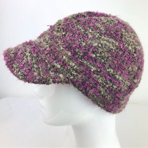 Coldwater Creek Bundle of Two Purple Olive Green Mottled Knit Brimmed Wool Hats - Picture 7 of 14